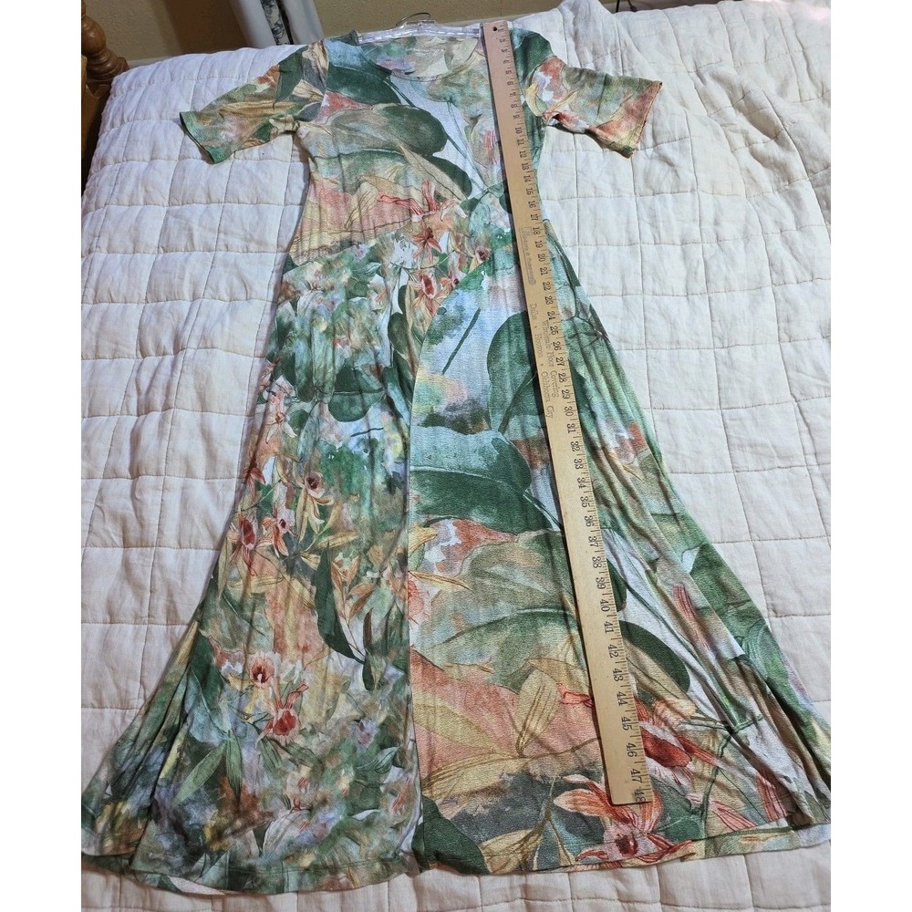 Soft Surroundings Dress Womens PM Maxi Floral Half Sleeve Scoop Neck Cruise